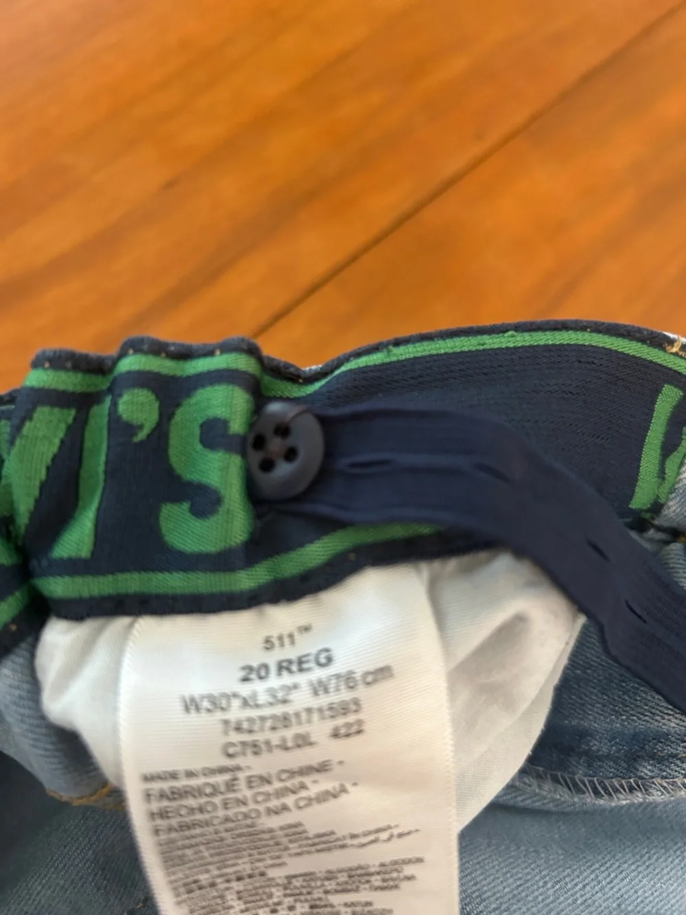 Levi's 511 Boys Jeans Light Wash Size 20
